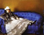Edouard Manet Portrait of Mme Manet on a Blue Sofa painting